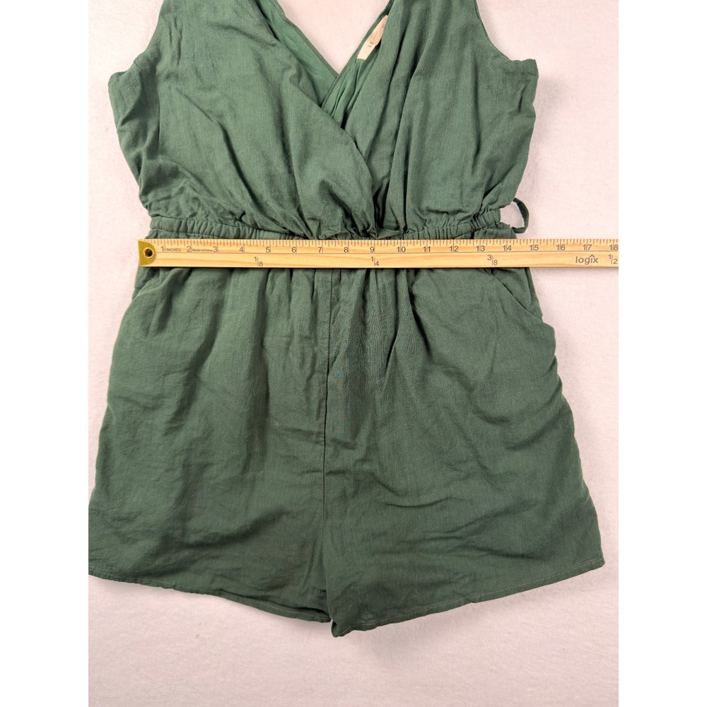 Le Lis Green Cotton Tie Shoulder Surplice Romper SM4451 Womens Large - Picture 5 of 11